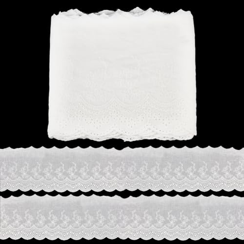 FREEBLOSS Spitzenbesatz Aus Baumwolle 19.5cm Breit 5 Yards Spitzenbesatzband Elastisches Spitzenband Spitzenbesatz Zum Aufnähen Besticktes Band Dekorative Borte Zum Aufnähen von FREEBLOSS