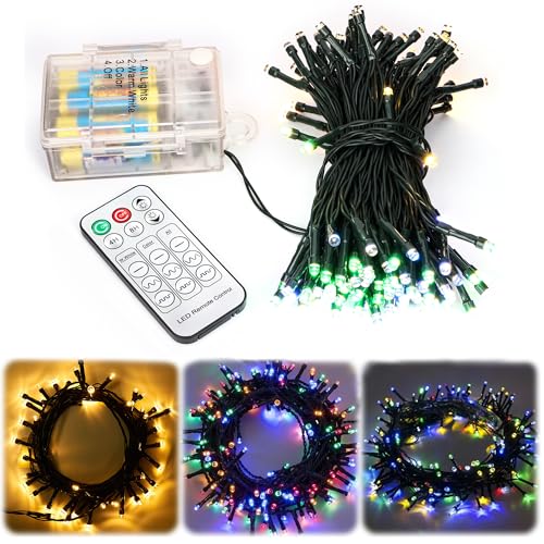 FREEPOWER 15 Meter LED Lichterkette 150 LEDs Warmweiß & Bunt, Batteriebetrieben Weihnachtsbaum Lichterketten mit Fernbedienung Timer Flackern Dimmbar, Innen Außen Wasserdicht, Weihnachten Beleuchtung von FREEPOWER