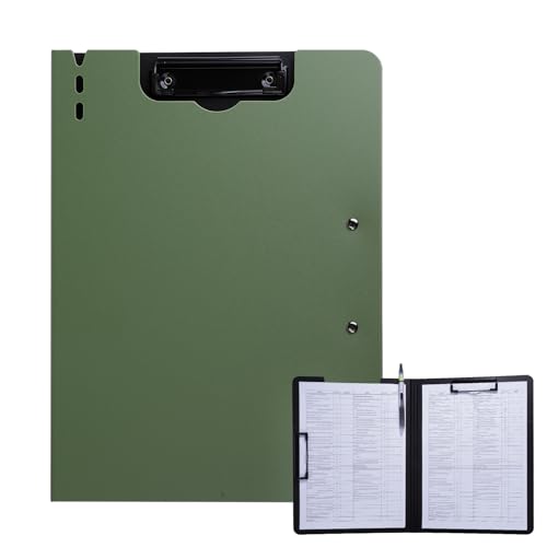 FRETONBA Klemmbrett a4, Schreibmappe Klemmbrett mit deckel, Klemmbrettmappe mit 2 Klemmen, Schreibbrett für Büro/Baustelle/Schule Clipboard Folder Grün von FRETONBA