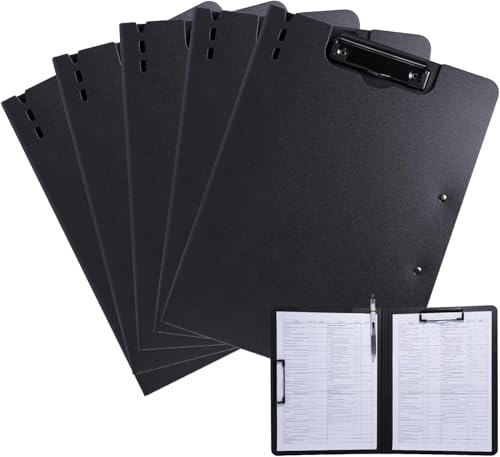 FRETONBA Klemmbrett Ordner, 5 Pack A4 Faltbares Klemmbrett mit horizontalen und vertikalen doppelten Metallklammern, 360 Grad Faltbares Binder Klemmbrett mit Stifthalter, Aktendeckel Ordner von FRETONBA