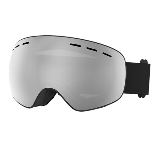 FREVEX Ski Brille Damen, Anti Fog UV Schutzbrille Motorradbrillen, Helmkompatible Ski Goggles zum Skifahren, Ski(Silver) von FREVEX