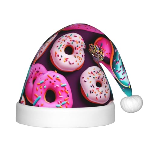 FRGMNT Weihnachtsmütze mit Donut-Aufdruck für Kinder, Weihnachtsmütze für Jungen, Mädchen, Kinder, Party-Weihnachtsmütze von FRGMNT