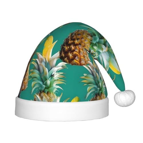 FRGMNT Weihnachtsmütze mit tropischem Ananas-Motiv, Hawaii-Druck, Weihnachtsmütze für Jungen, Mädchen, Kinder, Party-Weihnachtsmützen von FRGMNT