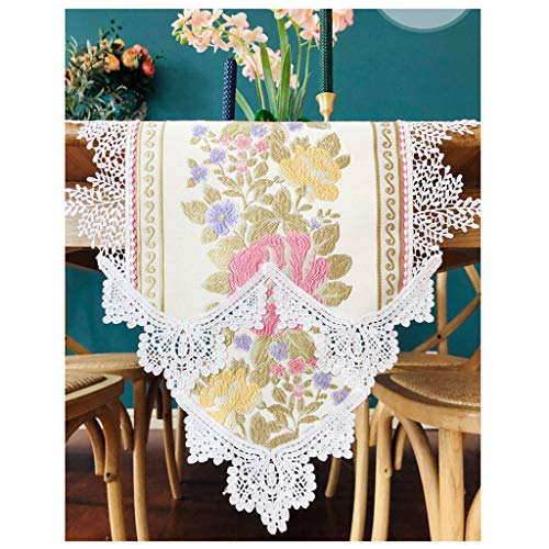 Elegant und luxuriös Tischläufer aus bestickter Spitze, Baumwollstoff, Überzug, bestickter Spitzenstoff mit Blumenmuster, for alle Arten von Feiertagspartys oder Abendessen, Blau und Rosa Weihnachtsge Elegant und luxuriös Tischläufer aus bestickter Spitze, Baumwollstoff, Überzug, bestickter Spitzenstoff mit Blumenmuster, for alle Arten von Feiertagspartys oder Abendessen, Blau und Rosa Weihnachtsge von FRINZA