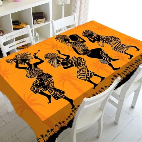 FRINZA Rechteckige Tischdecken Esstischdecken Afrikanische Aborigine-Tischdecke, rechteckig, indischer primitiver Stammestanz, Heimdekoration, Küche, Restaurant, Tischdecke(1,140x140cm 55x55inch) von FRINZA