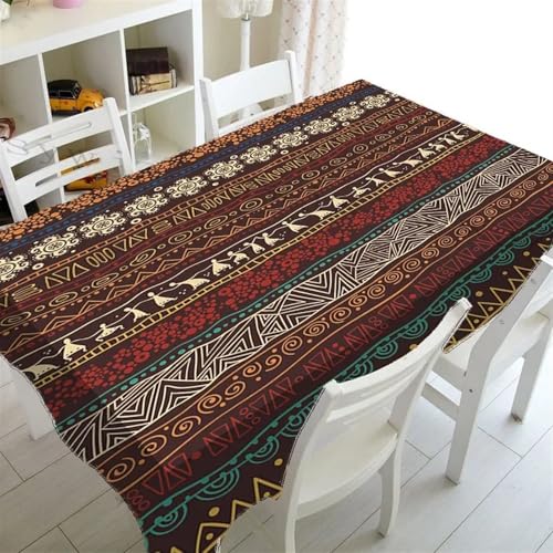 FRINZA Rechteckige Tischdecken Esstischdecken Afrikanische Aborigine-Tischdecke, rechteckig, indischer primitiver Stammestanz, Heimdekoration, Küche, Restaurant, Tischdecke(5,140x180cm 55x70inch) von FRINZA