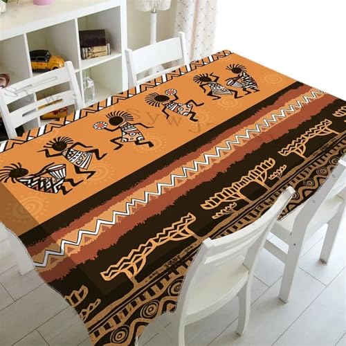 FRINZA Rechteckige Tischdecken Esstischdecken Afrikanische Aborigine-Tischdecke, rechteckig, indischer primitiver Stammestanz, Heimdekoration, Küche, Restaurant, Tischdecke(6,100x160cm 39x63inch) von FRINZA