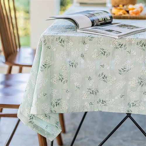 FRINZA Spitzen-esstischdecke Baumwoll-Blumentischdecke, Teetischdekoration, rechteckige Esstisch Tuch for Küche, Hochzeit, Esszimmer(Floral-Green,140x140cm) von FRINZA