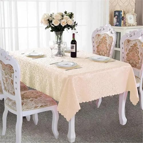 FRINZA Spitzen-esstischdecke Luxuriöse Esstisch-Schutzhülle, umweltfreundlich, rechteckig, Jacquard-Tischdecke, Stoff for Hochzeit, Restaurant, recycelt, modern(Beige,180x180cm) von FRINZA