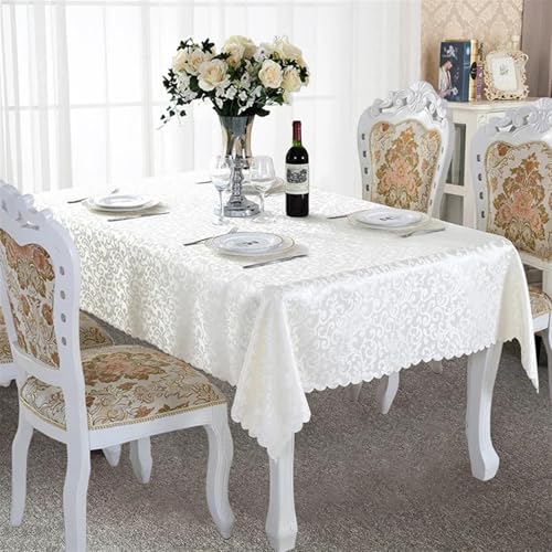 FRINZA Spitzen-esstischdecke Luxuriöse Esstisch-Schutzhülle, umweltfreundlich, rechteckig, Jacquard-Tischdecke, Stoff for Hochzeit, Restaurant, recycelt, modern(Beige White,120x160cm) von FRINZA