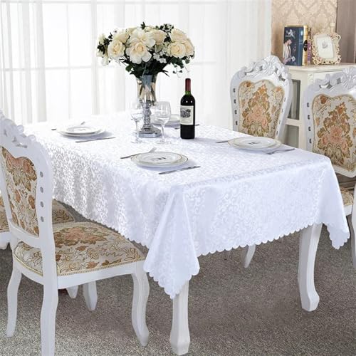 FRINZA Spitzen-esstischdecke Luxuriöse Esstisch-Schutzhülle, umweltfreundlich, rechteckig, Jacquard-Tischdecke, Stoff for Hochzeit, Restaurant, recycelt, modern(Blanc,120x160cm) von FRINZA