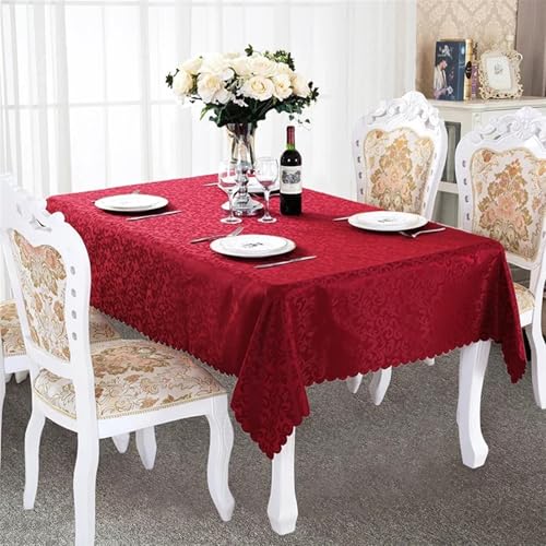 FRINZA Spitzen-esstischdecke Luxuriöse Esstisch-Schutzhülle, umweltfreundlich, rechteckig, Jacquard-Tischdecke, Stoff for Hochzeit, Restaurant, recycelt, modern(Burgundy,120x180cm) von FRINZA