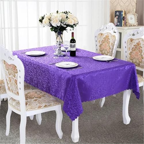 FRINZA Spitzen-esstischdecke Luxuriöse Esstisch-Schutzhülle, umweltfreundlich, rechteckig, Jacquard-Tischdecke, Stoff for Hochzeit, Restaurant, recycelt, modern(Purple,120x160cm) von FRINZA