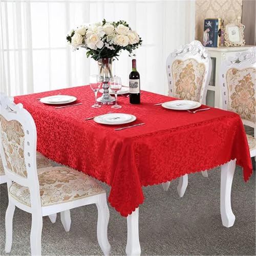 FRINZA Spitzen-esstischdecke Luxuriöse Esstisch-Schutzhülle, umweltfreundlich, rechteckig, Jacquard-Tischdecke, Stoff for Hochzeit, Restaurant, recycelt, modern(Red,120x160cm) von FRINZA