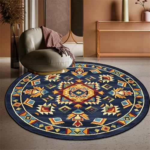 FRINZA Spitzen-esstischdecke Retro Bohemian Round Carpets Living Room Luxury Sofa Area Chair Non-Slip Soft Floor Mat Bedroom Decor Cloakroom Rugs Washable 러그(YX001-Flannel-8,100cm 39.37 in) von FRINZA