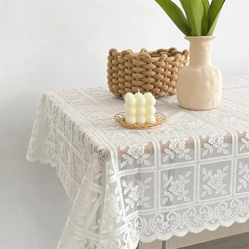 FRINZA Spitzen-esstischdecke Weiße Spitze Esstisch Tuch Tisch Abdeckung Esstisch Abdeckung Hochzeit Party Decor Schreibtisch Abdeckungen Wohnzimmer Desktop Decor 가리개 천(S2 Table Cloth,120x120cm) von FRINZA