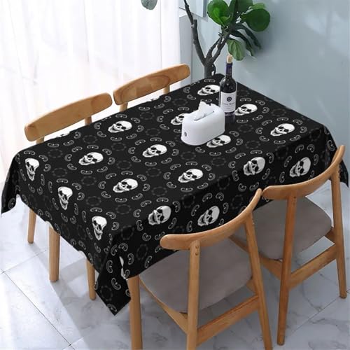 Rechteckige Tischdecken Esstischdecken Tischdecke mit Totenkopf-Muster, rechteckige Tischdecke, Picknick-Tuch, Schmutzabweisend, waschbar, Tischdecke, Nappe De Table, Picknick-Decke(4,140x180cm55x70in von FRINZA