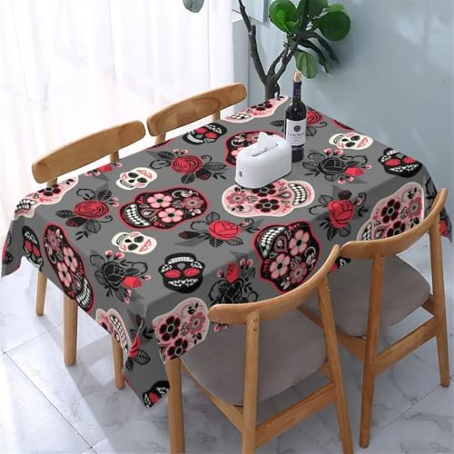 Rechteckige Tischdecken Esstischdecken Tischdecke mit Totenkopf-Muster, rechteckige Tischdecke, Picknick-Tuch, Schmutzabweisend, waschbar, Tischdecke, Nappe De Table, Picknick-Decke(9,90x140cm35x55inc von FRINZA