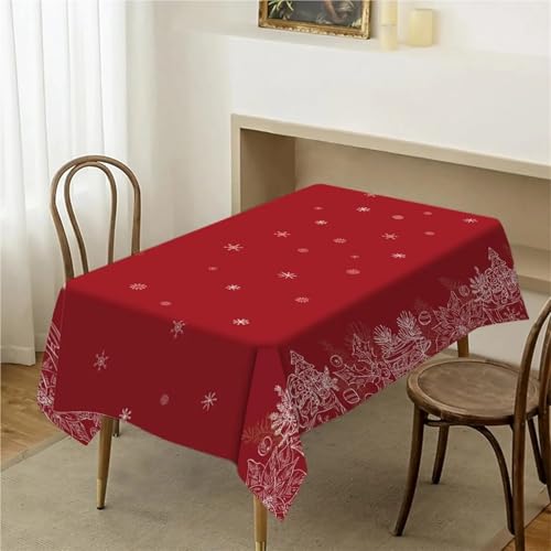 Rechteckige Tischdecken Esstischdecken Weihnachten Schneeflocke Tischdecke Urlaub Winter Weihnachten Hochzeit Party Tischdecke Küchen Esstisch Dekoration Tischdecke Heimdekoration(01,140x240cm 55x94in von FRINZA