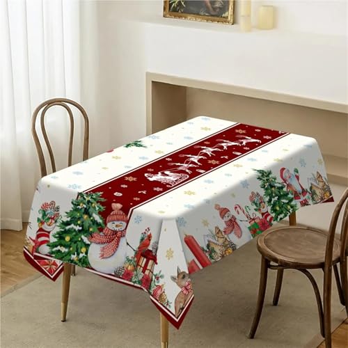 Rechteckige Tischdecken Esstischdecken Weihnachten Schneeflocke Tischdecke Urlaub Winter Weihnachten Hochzeit Party Tischdecke Küchen Esstisch Dekoration Tischdecke Heimdekoration(02,140x240cm 55x94in von FRINZA