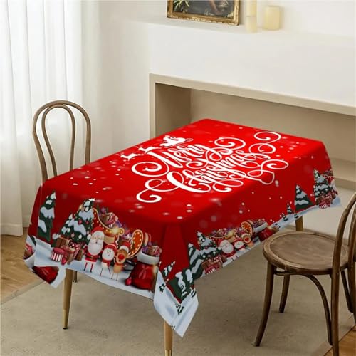 Rechteckige Tischdecken Esstischdecken Weihnachten Schneeflocke Tischdecke Urlaub Winter Weihnachten Hochzeit Party Tischdecke Küchen Esstisch Dekoration Tischdecke Heimdekoration(03,140x240cm 55x94in von FRINZA