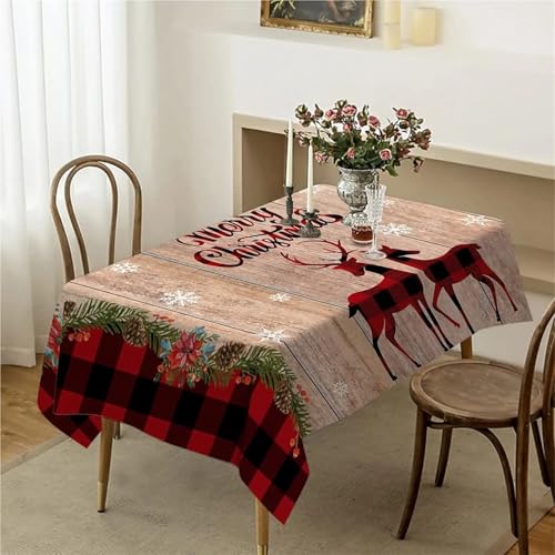 Rechteckige Tischdecken Esstischdecken Weihnachten Schneeflocke Tischdecke Urlaub Winter Weihnachten Hochzeit Party Tischdecke Küchen Esstisch Dekoration Tischdecke Heimdekoration(05,140x240cm 55x94in von FRINZA