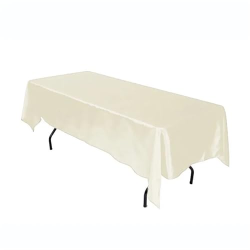 Spitzen-esstischdecke 145X275 Hochzeitstischdecke, rechteckige Satin-Tischdecke, schwarzer Overlay-Bezug, Champagner-Tischdecke, Party, Esstisch Dekoration, Bankett, Dekoration(Ivory,145X200CM) von FRINZA