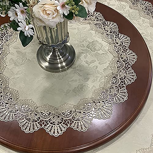 Spitzen-esstischdecke Weiße Spitze Esstisch Tuch für Tabelle Häkeln Spitze Tischdecken Tischdecken Runde dekorative Spitze Esstisch Tuch mit eleganten Blumenmustern für Geburtstagsfeiern, Hochzeiten, von FRINZA