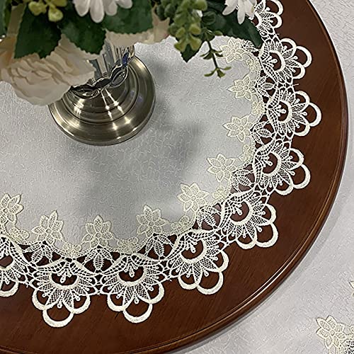 Spitzen-esstischdecke Weiße Spitze Esstisch Tuch für Tabelle Häkeln Spitze Tischdecken Tischdecken Runde dekorative Spitze Esstisch Tuch mit eleganten Blumenmustern für Geburtstagsfeiern, Hochzeiten, von FRINZA