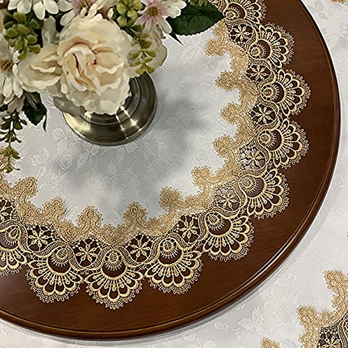 Spitzen-esstischdecke Weiße Spitze Esstisch Tuch für Tabelle Häkeln Spitze Tischdecken Tischdecken Runde dekorative Spitze Esstisch Tuch mit eleganten Blumenmustern für Geburtstagsfeiern, Hochzeiten, von FRINZA