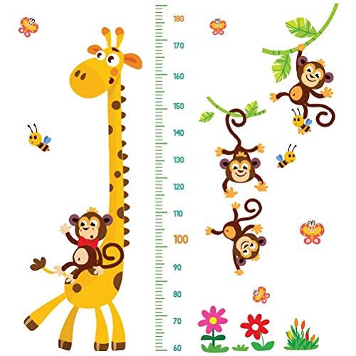 FRLUYNG Wandtattoo Kinderzimmer Messlatte Körpergröße Wandsticker Dschungeltiere Höhendiagramm Kinder Wandaufkleber Giraffe und AFFE für Wohnzimmer Schlafzimmer Kinderzimmer von FRLUYNG