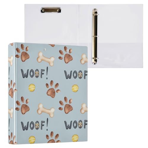 Braune Tinte Hund Haustier Pfote 1 und 1/2 Zoll Notizbuch Ordner Runde Ringe Ordner mit Tascheneinband 1/2 Packung Ordner Bürobedarf Hardcover von FRODOTGV