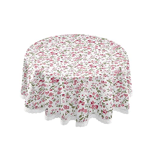 FRODOTGV Nahtlose Tischdecke mit Blumenmuster, rund, bedruckte Spitze, Tischdecke für Abendessen, Picknick, Partytisch, 152,4 cm Durchmesser von FRODOTGV