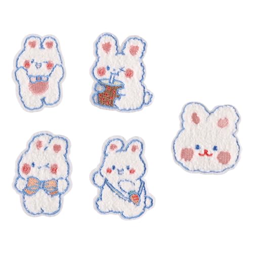 5 Stück Aufnäher zum Aufbügeln mit Tiermotiven, Cartoon-Kaninchen, bestickt, Aufnäher, Applikation für Taschen, Dekoration 5 Stück Aufnäher zum Aufbügeln mit Tiermotiven, Cartoon-Kaninchen, bestickt, Aufnäher, Applikation für Taschen, Dekoration von FROMCEO