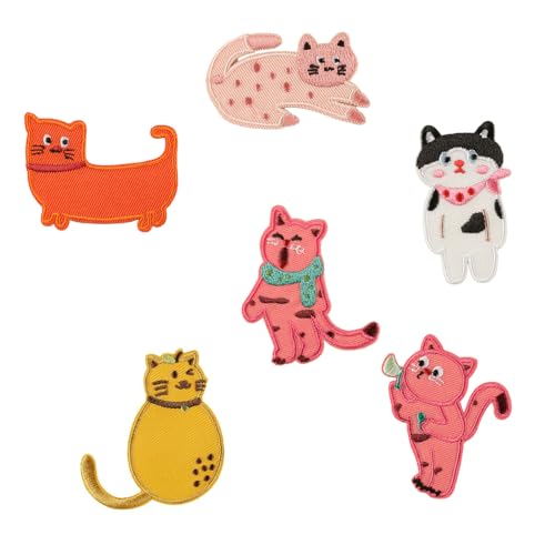6 Stück bestickte Aufnäher mit Cartoon-Katzen, zum Aufbügeln, schönes Kätzchen, zum Aufnähen für Kleidung, Tasche 6 Stück bestickte Aufnäher mit Cartoon-Katzen, zum Aufbügeln, schönes Kätzchen, zum Aufnähen für Kleidung, Tasche von FROMCEO