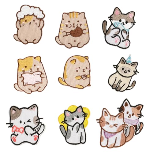 Aufnäher / Bügelbild, Cartoon-Katzen, bestickt, zum Aufnähen, für Taschendekorationen, 10 Stück Aufnäher / Bügelbild, Cartoon-Katzen, bestickt, zum Aufnähen, für Taschendekorationen, 10 Stück von FROMCEO