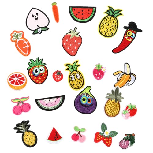 Aufnäher zum Aufbügeln, Motiv: Wassermelone, Bananen-Reparaturflicken mit Karotte, bestickt, 23 Stück Aufnäher zum Aufbügeln, Motiv: Wassermelone, Bananen-Reparaturflicken mit Karotte, bestickt, 23 Stück von FROMCEO