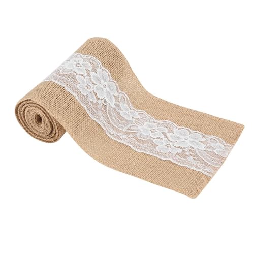 FROON Geschenkverpackung 7,8 Fuß Sackleinenbänder, natürliches Stoffband, Leinen-Spitzenbänder für Blumenstrauß, Geschenke, Basteln, Schleifen, Party, Hochzeit, Heimdekoration von FROON