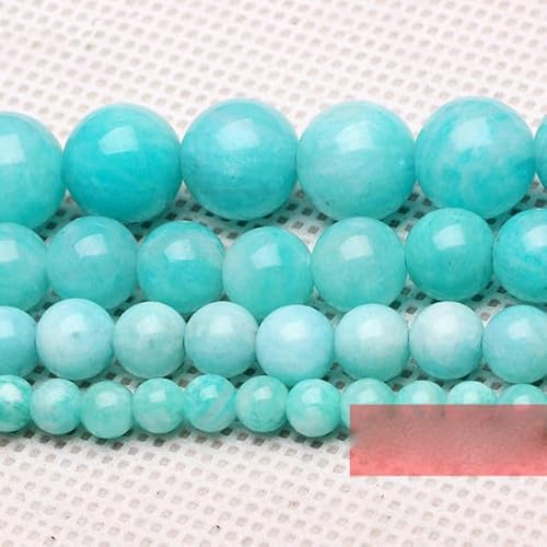 Glatte Naturstein-blaue Türkise, runde lose Perlen, 15 Zoll Strang 4 6 8 10 12 mm Pick-Größe für die Schmuckherstellung BTB2-Aqua Amazonite, 8 mm 45 bis 48 Stück von FROON