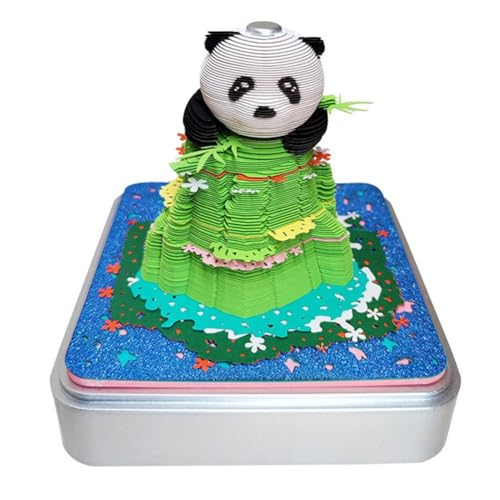 3D Panda Kalender 2025 Papierschnitzerei mit Licht Zeitstück Kalender Desktop Dekoration für DIY Geschenke 2025 von FROVOL