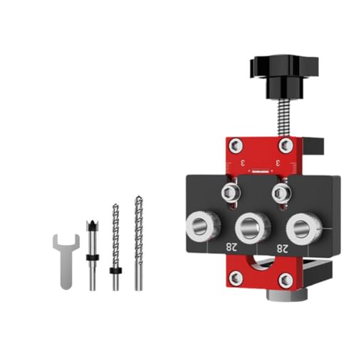 FROVOL 3-in-1-Dübelvorrichtungs-Set für Holzarbeiten, verstellbar, für Holzlochbohrer, Dübel, Werkzeug, Stanztaschenvorrichtung, A0G3, Schrankführung, Loca Aluminium von FROVOL