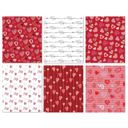 FROVOL Valentinstag Scrapbook Papier, 12 Blatt Valentinstag Muster Papier, Liebe Deko Block Herz Papier Scrapbook von FROVOL