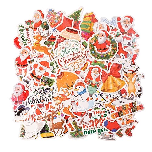 FRUHLING 100 Stück Weihnachtsaufkleber Weihnachten Sticker Glitzer Geschenkaufkleber Selbstklebend Etiketten Sticker Kinder Stickers für Weihnachten DIY Scrapbooking von FRUHLING