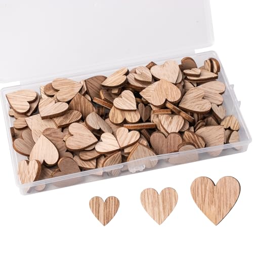 FRUHLING 200 Stück Kleine Holzherzen Scheiben 12 15 20 mm Holzherzen Hochzeit Naturholzscheiben Unlackiert Mini Wooden Hearts für Tischdeko Bilderrahmen Deko Hochzeit DIY Handwerk Heimdekoration von FRUHLING