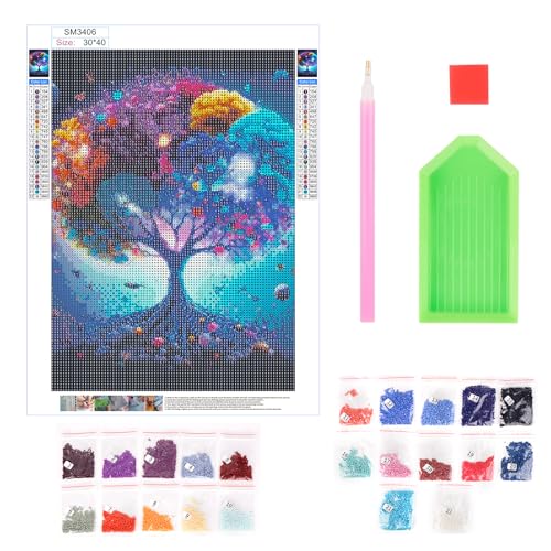 FRUHLING 5D Diamant Painting Baum des Lebens Diamond Painting Bilder DIY Diamant Malerei Kunst Set mit Zubehör Mosaikherstellung für Home Wand Décor 30 x 40 cm von FRUHLING