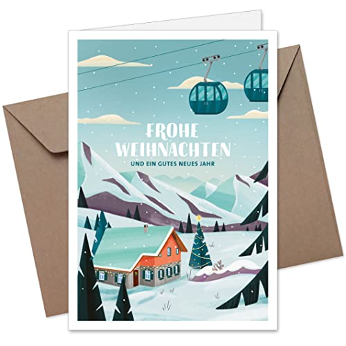 20x Weihnachtskarten & Umschläge I Motiv: Winterhütte I Premium Klappkarten B6 I privat & geschäftlich von FRUITPRINTS