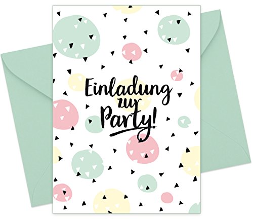 CherryCards FRUITPRINTS - 15er Set Einladungskarten & Umschläge - Konfetti - Einladung Teenager Kindergeburstag - Format A6 (15er Set) von FRUITPRINTS