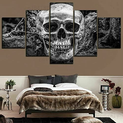 FRULX Bilder Dekorative Malerei Spray Malerei Leinwand Malerei 5 Stück Halloween-Tag des Toten Schädel-Horrorsplakatleinwand Wandbild, Möbel Art Deco von FRULX