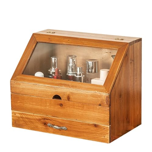 FSJMTQTS Desktop-Aufbewahrungsbox Desktop-Aufbewahrungsbox, Kommode, Regal, Kosmetikregal aus Holz für Bürobedarf, Zuhause von FSJMTQTS