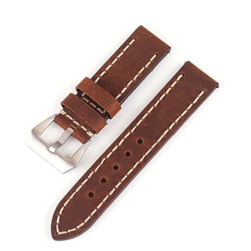 FSJMTQTS Leder Uhrenarmband Lederband handgezogen Vintage Crazy Horse Strap für Frauen und Männer(Dark Brown,22mm) von FSJMTQTS